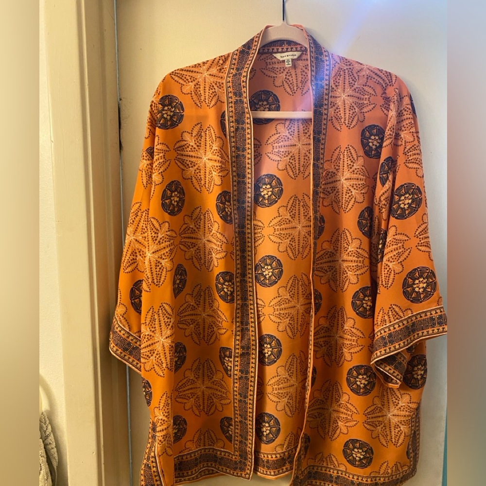 Max Studio Orange and Blue Kimono
